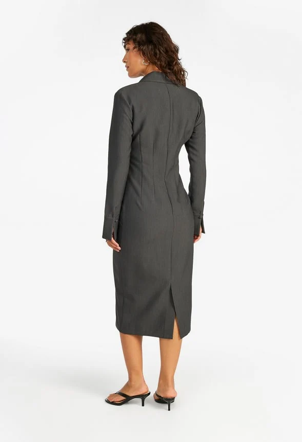 Corset Midi Suiting Shirt Dress - Image 3