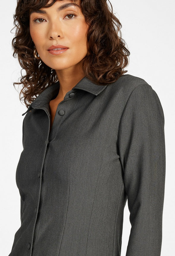 Corset Midi Suiting Shirt Dress - Image 4