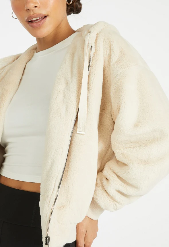Cozy Short Fur Hoodie - Image 3