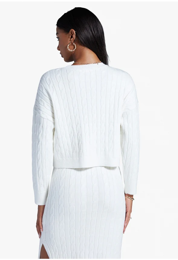 Crewneck Lounge Cable Sweater - Image 2