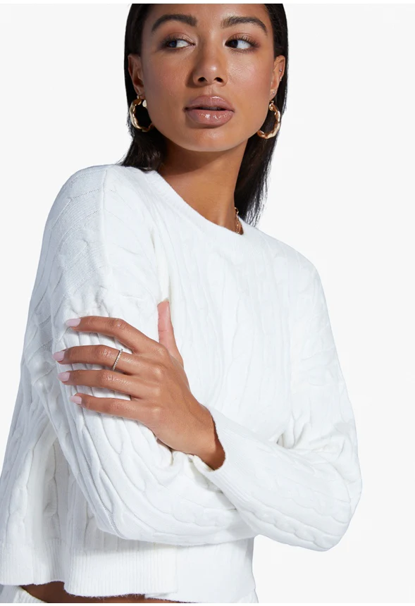 Crewneck Lounge Cable Sweater - Image 3