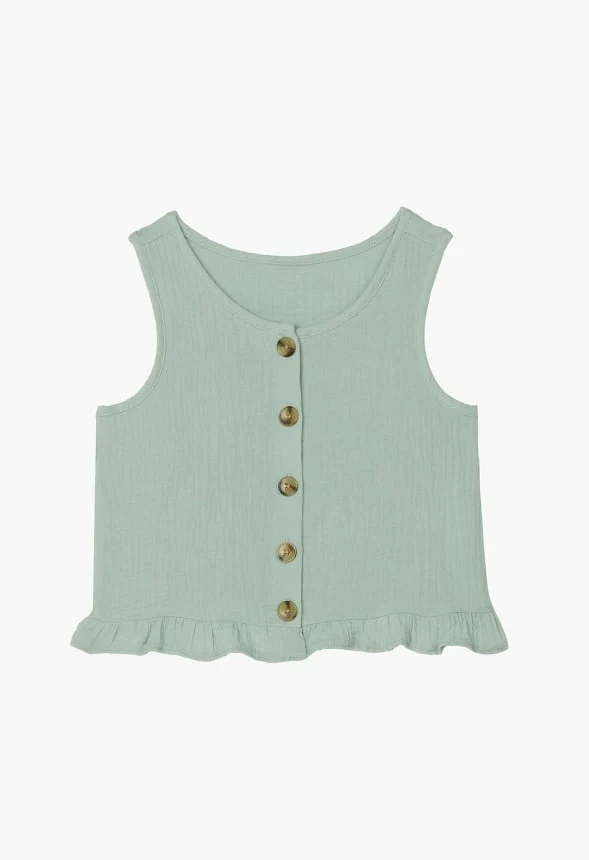 Crinkle Knit Ruffle Hem Tank - Image 2