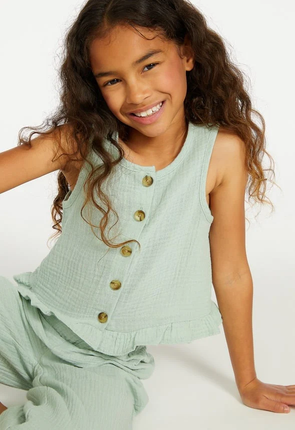 Crinkle Knit Ruffle Hem Tank - Image 4