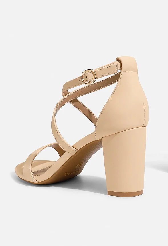 Criss Cross Chunky Heel Ankle Strap Sandal - Image 3