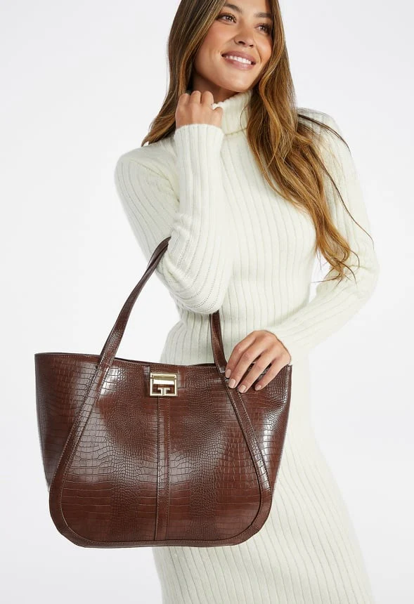 Croc Embossed Tote - Image 2