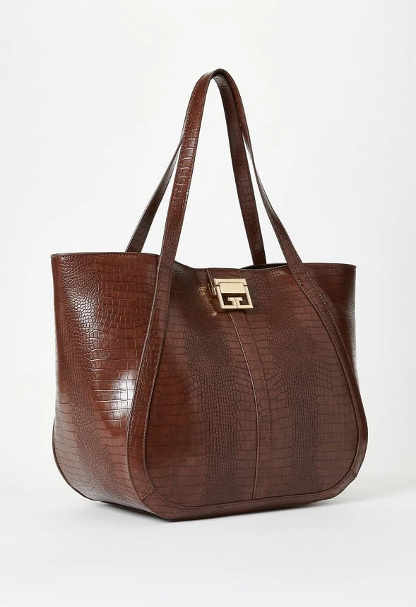 Croc Embossed Tote - Image 3