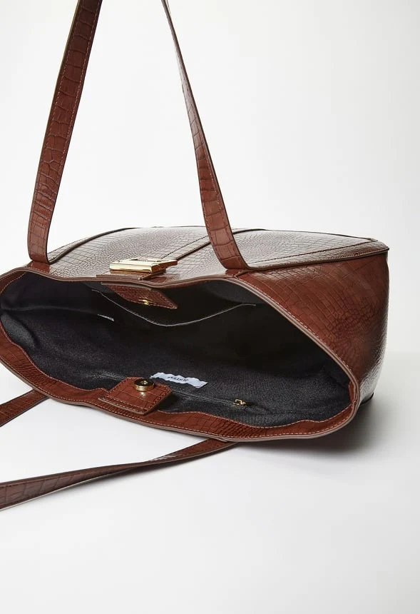 Croc Embossed Tote - Image 5