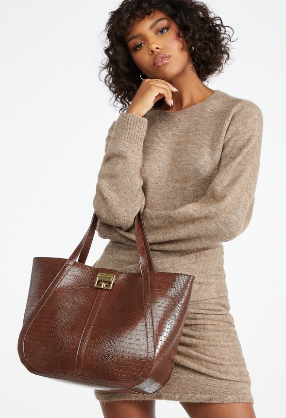 Croc Embossed Tote - Image 6
