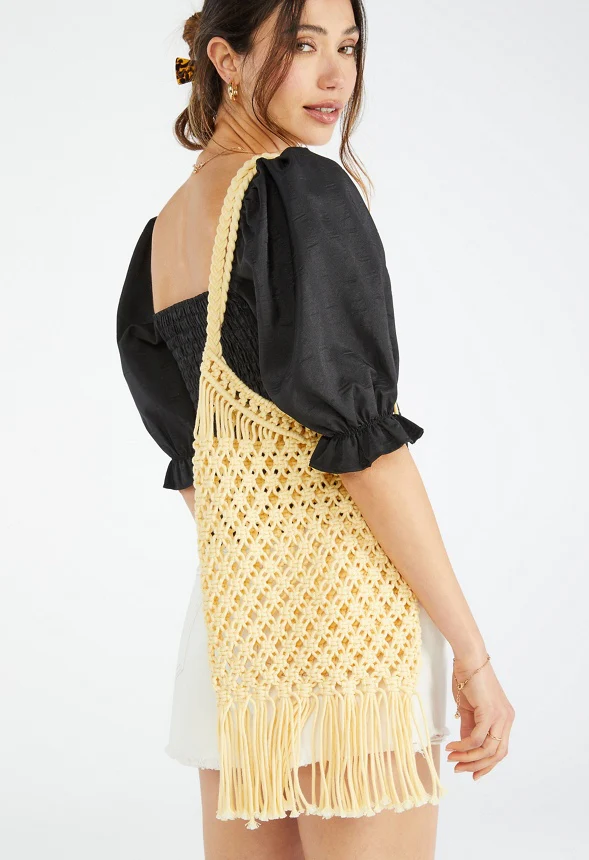 Crochet Fringe Shoulder Bag - Image 2