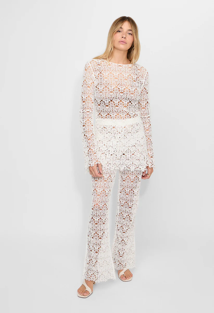 Crochet Long Sleeve Tunic Dress - Image 4
