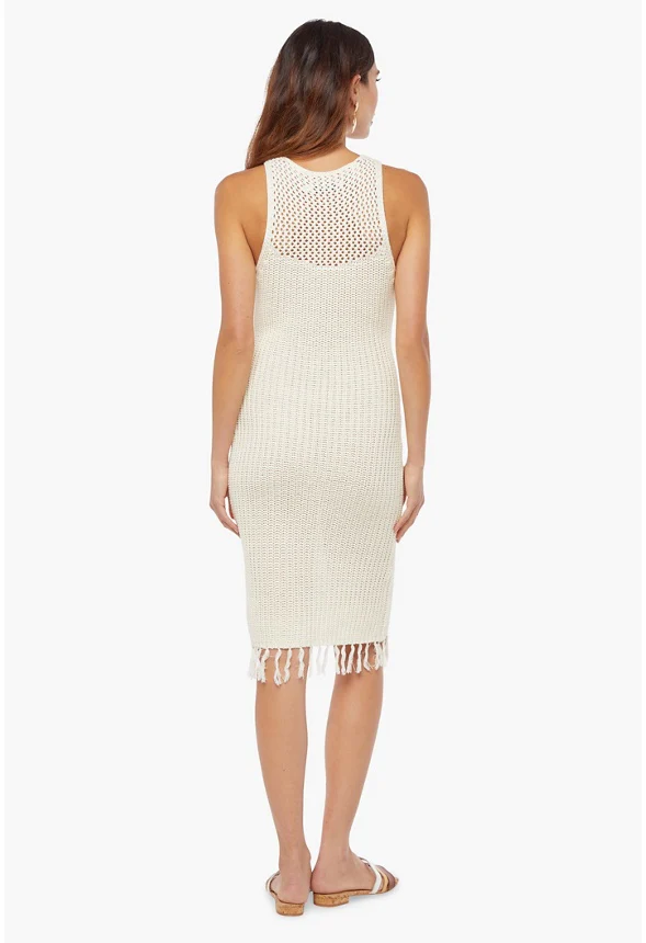 Crochet Midi Fringe Dress - Image 3
