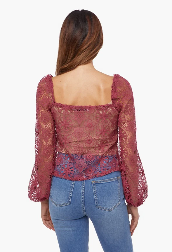 Crochet Square Neck Top - Image 2