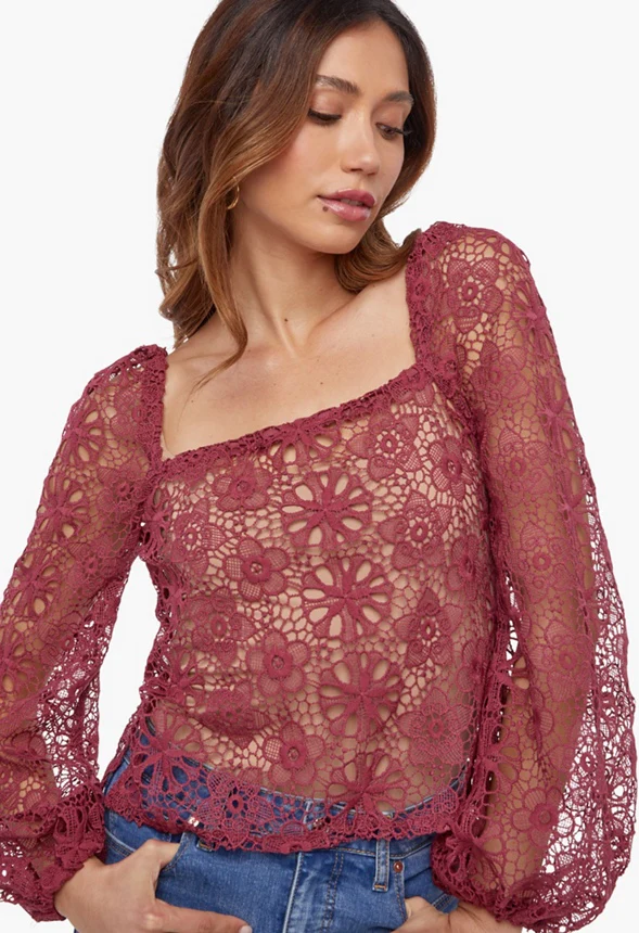 Crochet Square Neck Top - Image 4