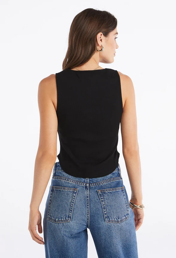Cropped Curved Hem Tank Top - Image 2