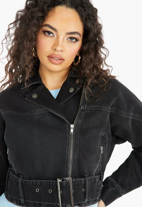 Cropped Denim Moto - Image 3