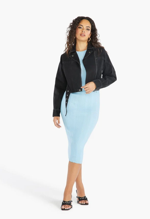 Cropped Denim Moto - Image 4