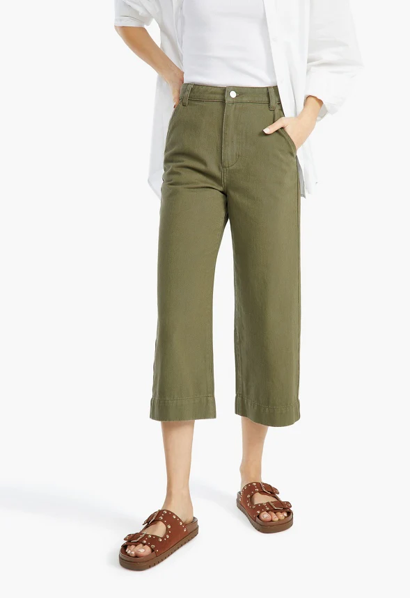 Cropped Flare Leg Trousers