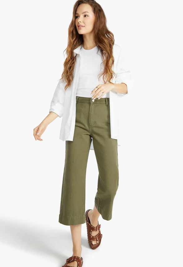 Cropped Flare Leg Trousers - Image 3