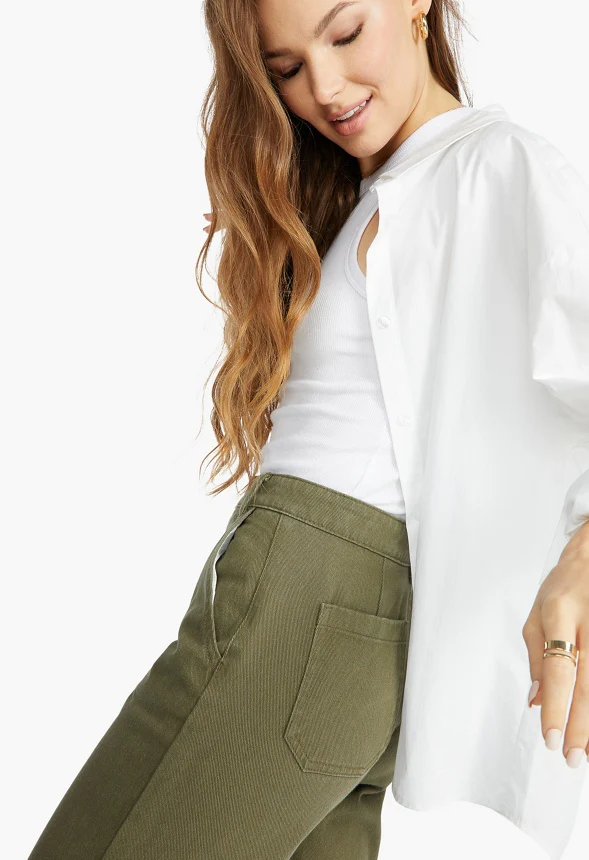 Cropped Flare Leg Trousers - Image 4