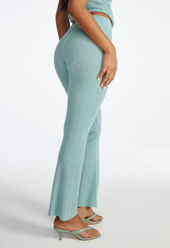 Cropped Flare Rib Sweater Pants - Image 2