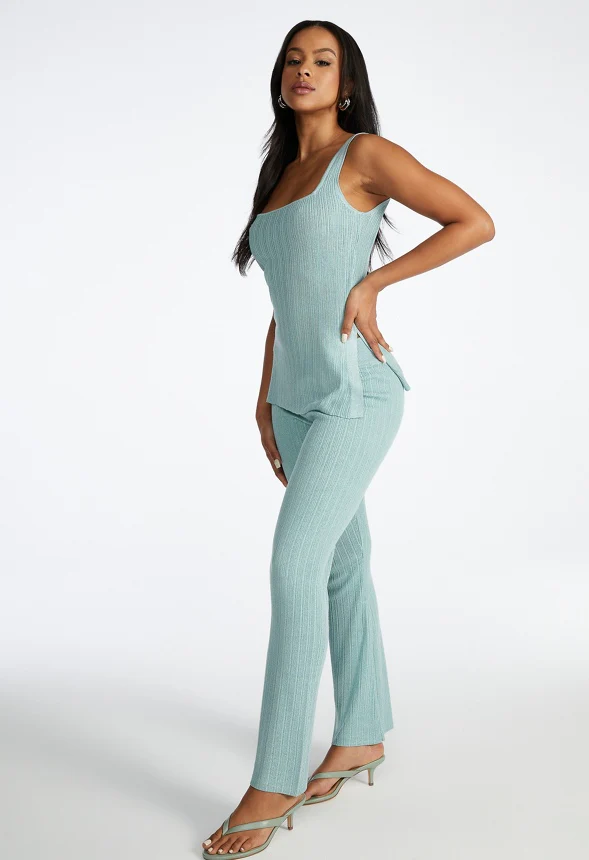 Cropped Flare Rib Sweater Pants - Image 5