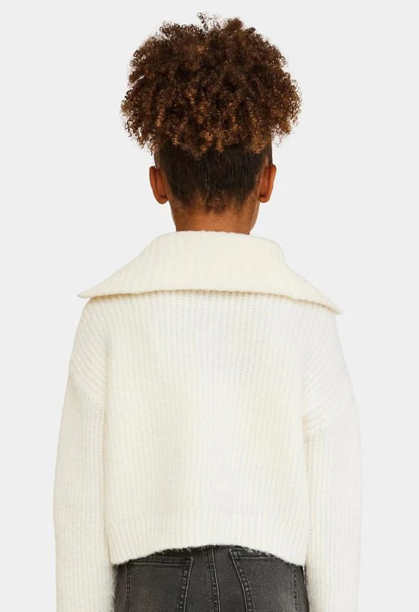 Cropped Funnel Neck Sweater - Image 2