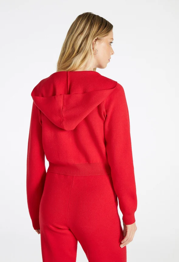 Cropped Hoodie Zip Sweater - Image 2