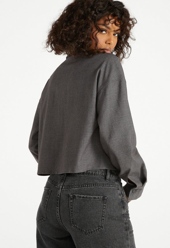 Utility Cropped Suiting Shirt - Image 3
