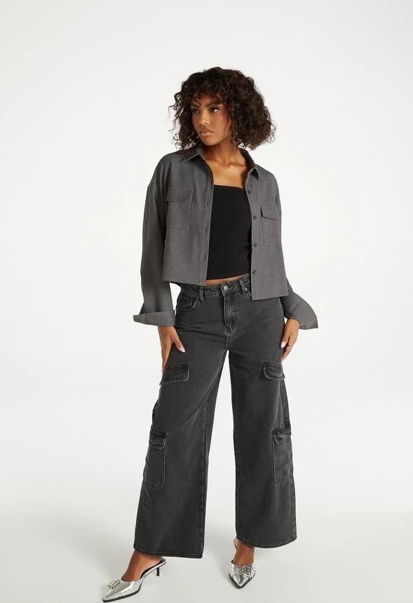 Utility Cropped Suiting Shirt - Image 5