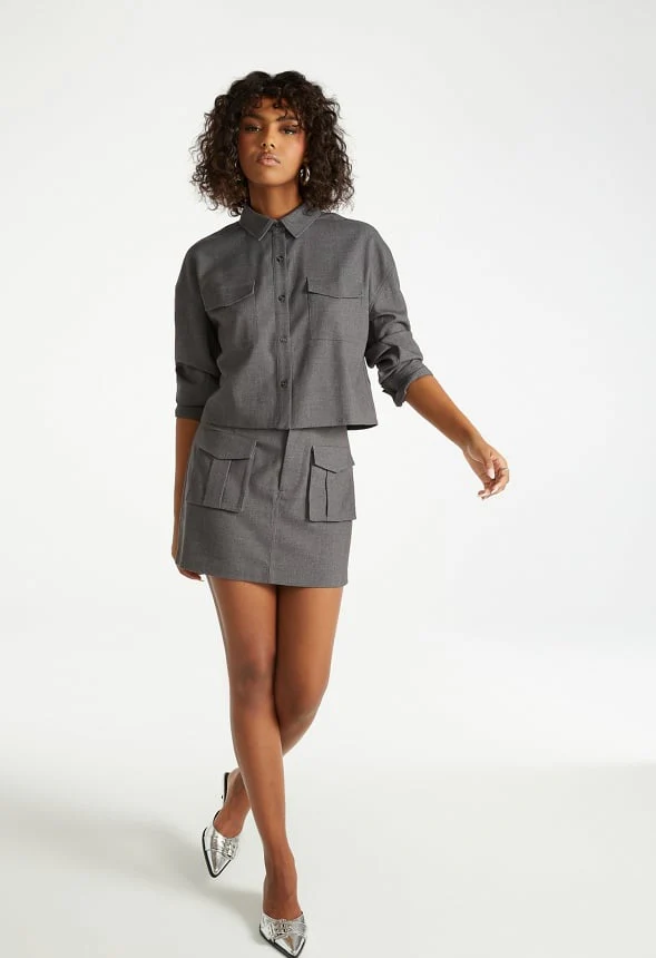Utility Cropped Suiting Shirt - Image 6