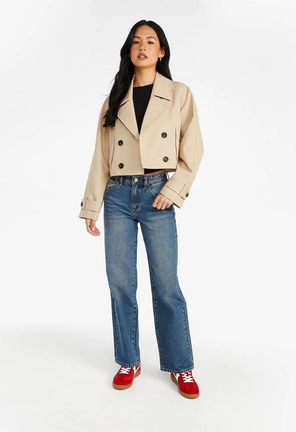 Cropped Trench Jacket - Image 2