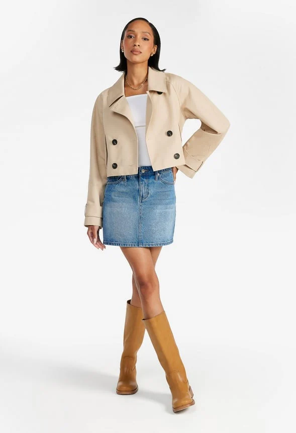 Cropped Trench Jacket - Image 5