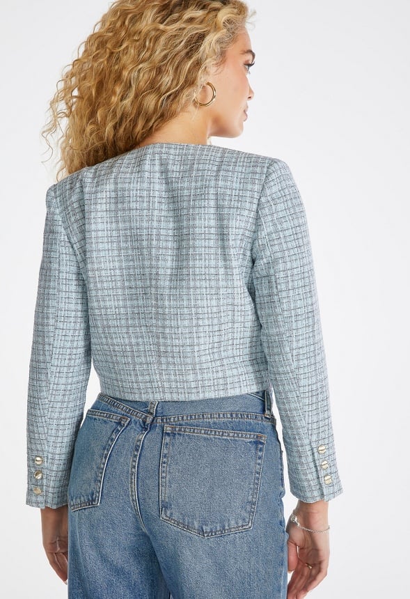 Cropped Tweed Blazer - Image 2