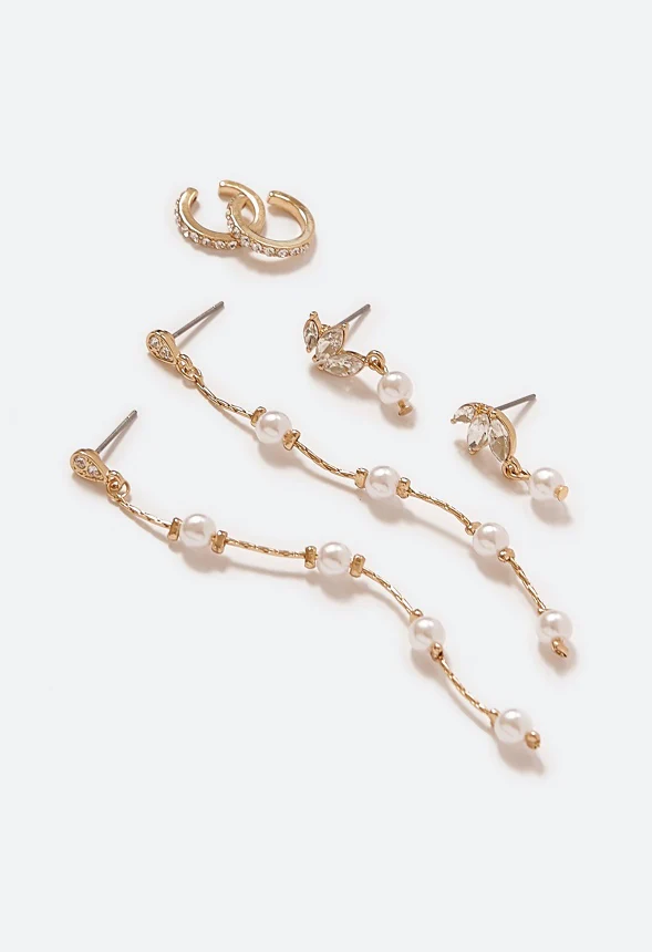 Daisy Pearl and Crystal Earrings Multipack - Image 2