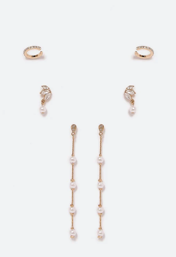 Daisy Pearl and Crystal Earrings Multipack - Image 3