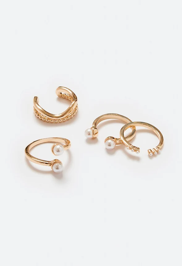 Dana Adjustable Mix Pearl And Metal Rings Pack - Image 3