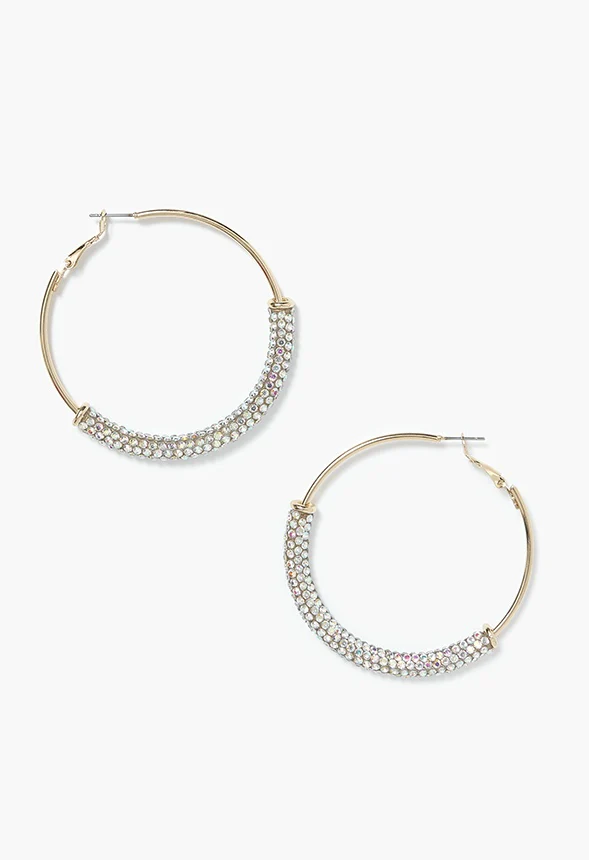 Danna Rhinestone Tubular Hoop Earrings - Image 2
