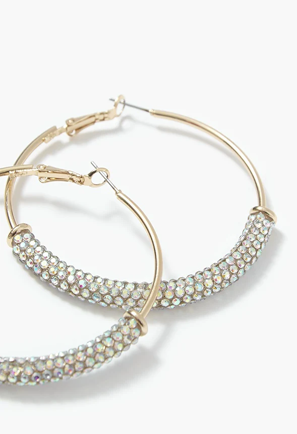 Danna Rhinestone Tubular Hoop Earrings - Image 3