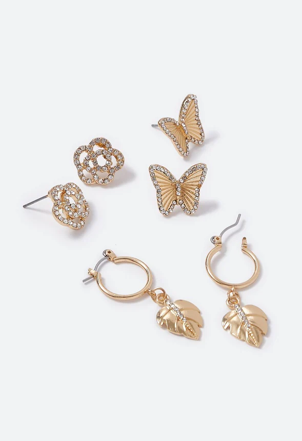 Daphne Butterfly and Leaf Mix Earrings Multipack - Image 3