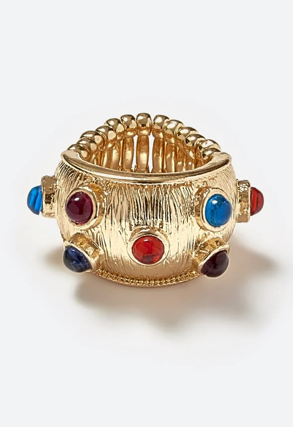Dara Multicolor Resin Stones Boho Single Ring - Image 2