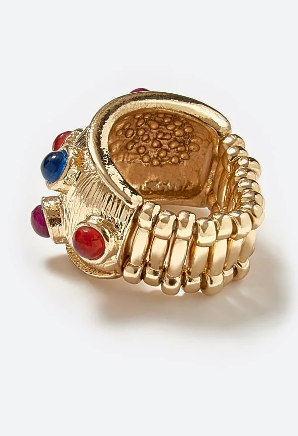 Dara Multicolor Resin Stones Boho Single Ring - Image 3