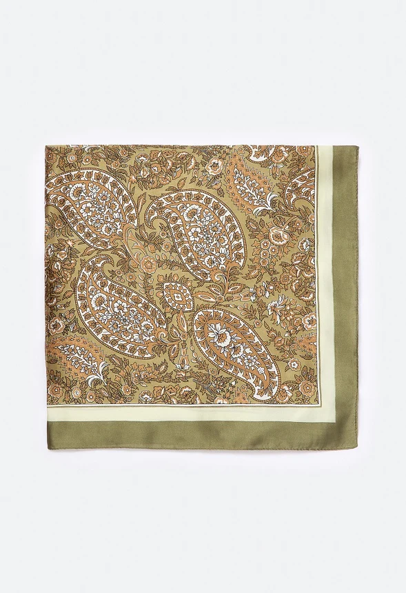 Daya Khaki Paisley Print Scarf - Image 3