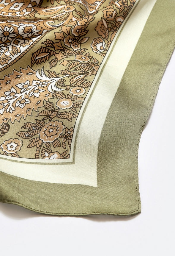 Daya Khaki Paisley Print Scarf - Image 4