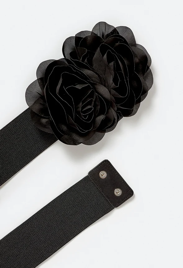 Dee Elastic Waist Belt With Double Flower Corsage - Image 3