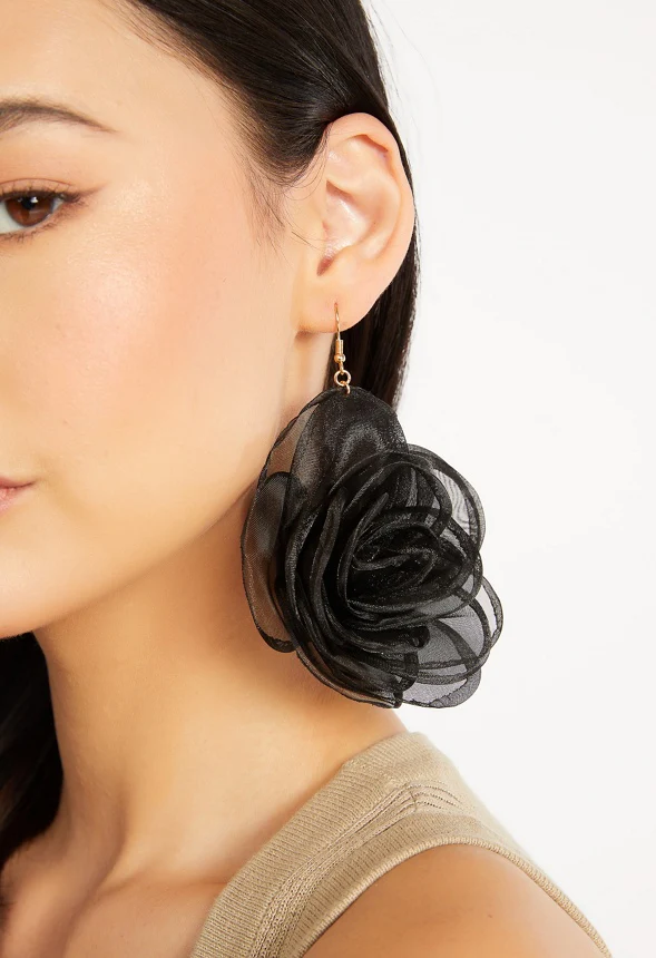 Della Organza Flower Drop Earrings - Image 2