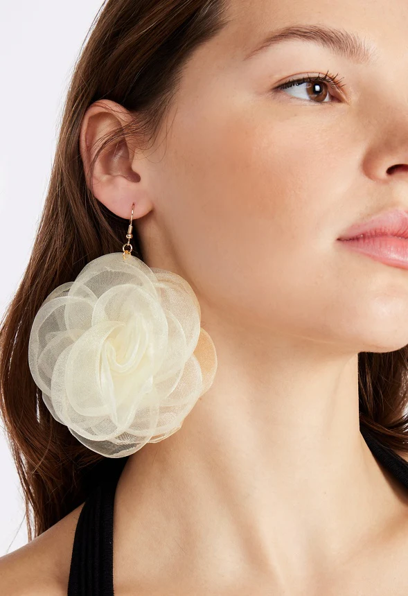 Della Organza Flower Drop Earrings - Image 2