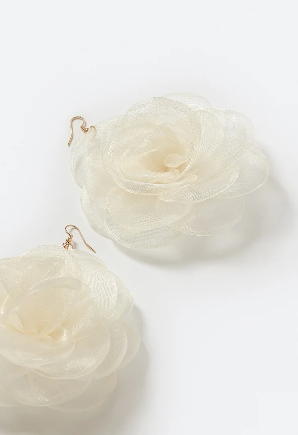 Della Organza Flower Drop Earrings - Image 3