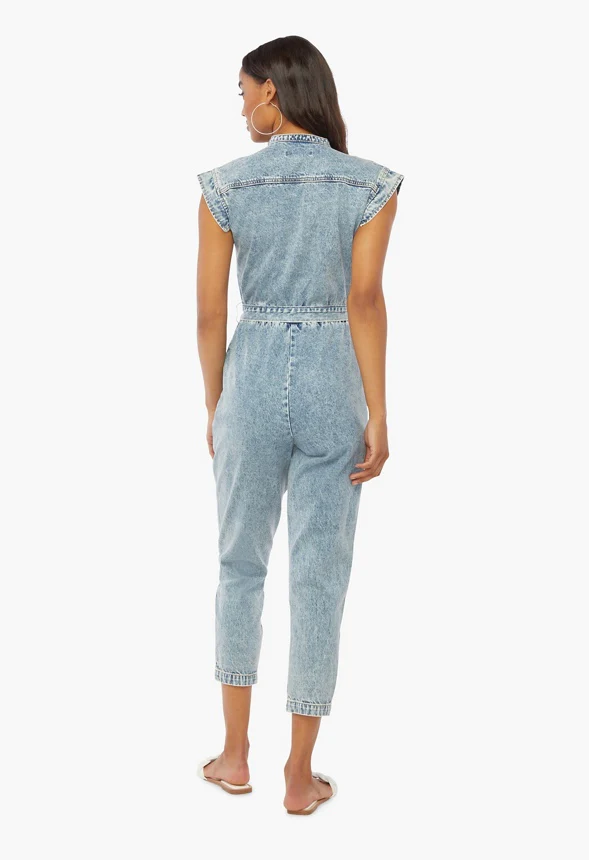 Denim Belted Jumpsuit - Image 3