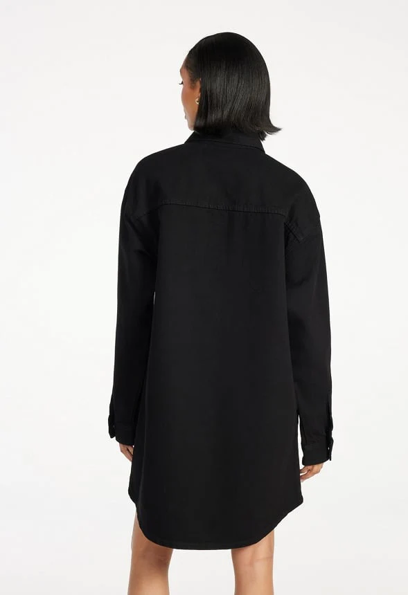 Denim Boyfriend Shirt Dress - Image 4