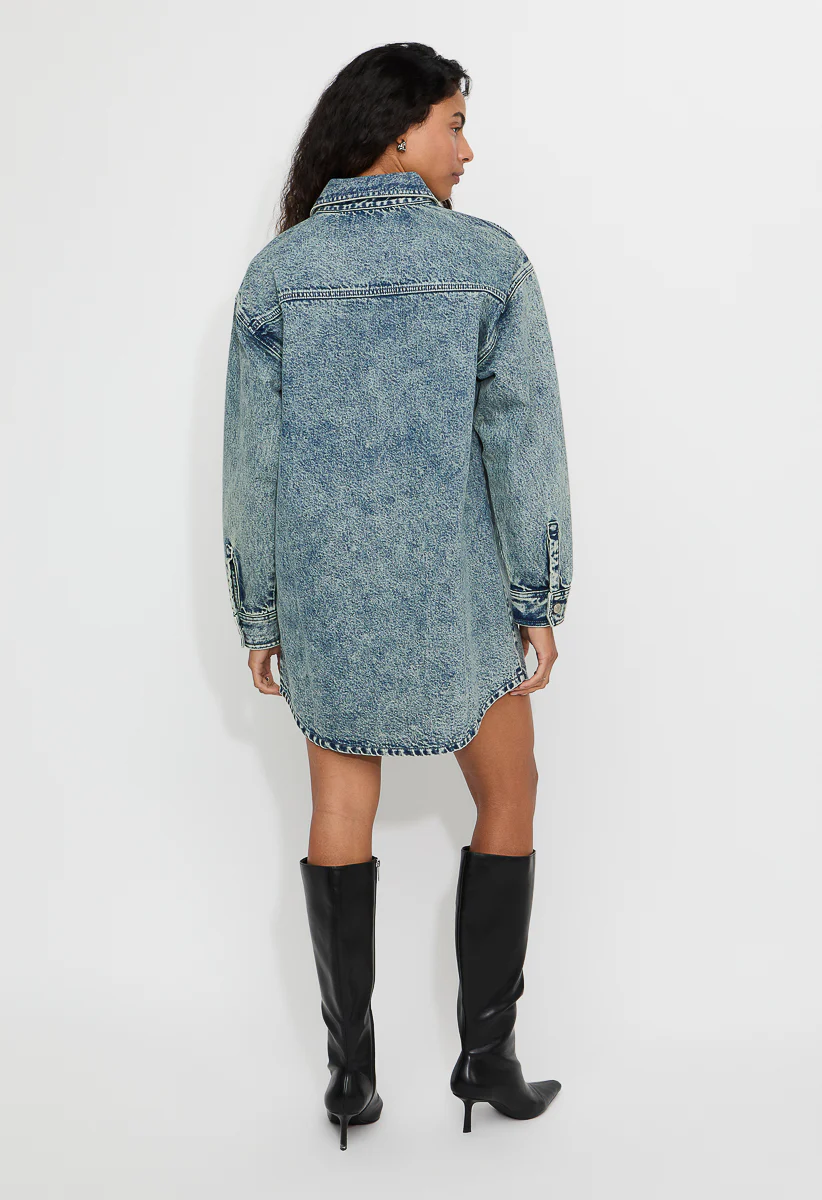 Denim Boyfriend Shirtdress - Image 3